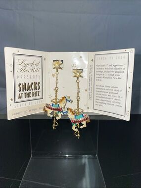 LUNCH AT THE RITZ “MERRY GO HORSE” VINTAGE DANGLING EARRINGS FTL-08-001